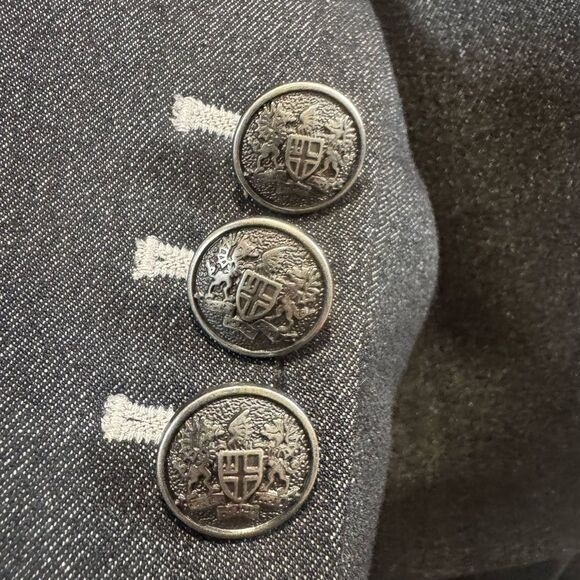 Kasper vintage denim look open stitch 2 piece blazer trouser pantsuit size 8 - Picture 7 of 10